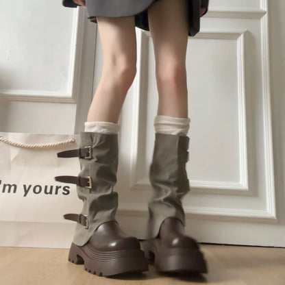 Damen Boots Schnallenverzierung Plateau Heel Stiefel Damen Mode - BerlinGlamour