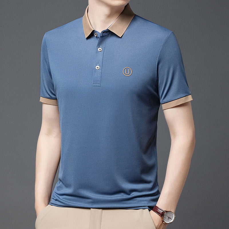 Herren Polohemd Moderner Kontrastkragen Slim Fit