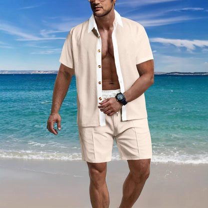 Herren Kurzarmhemd und Shorts Set Modern Sportlich