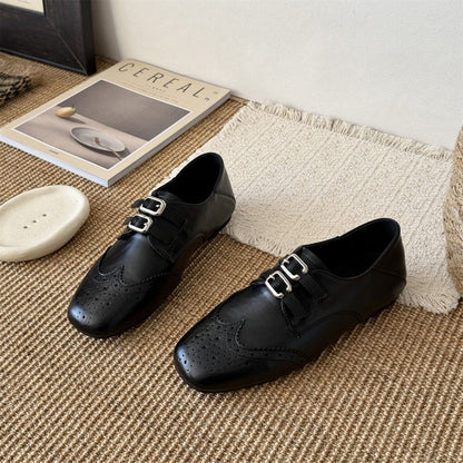 Damen Schnürschuhe Elegante Perforiert mit Doppelschnalle