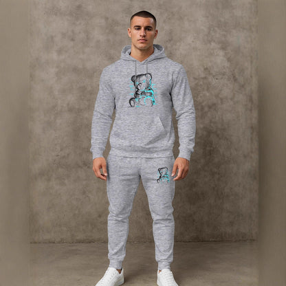 Herren Hoodie Set mit Jogginghose Trendig Grafikdruck Berlin Style