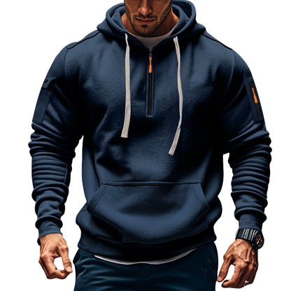 Herren Sport Hoodie Mit Reißverschluss Taschen Schwarz