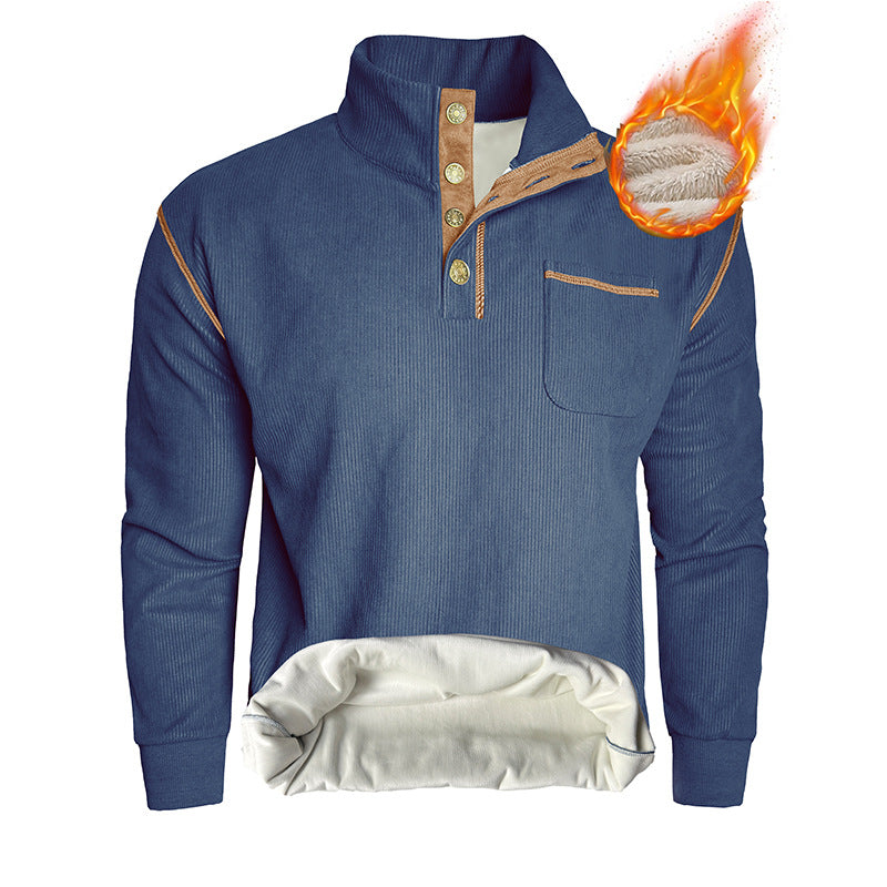 Herren Pullover Stehkragen mit Brusttasche Bequem