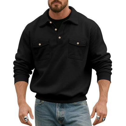 Herren Pullover Komfortabel mit Brusttasche Großzügig