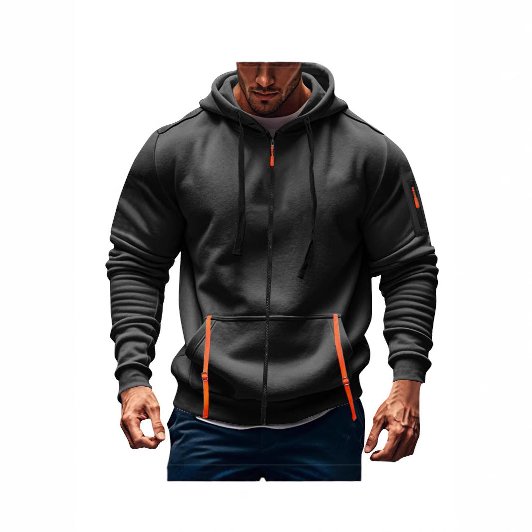 Herren Kapuzenpulli Sportlich mit Taschen Grau - BerlinGlamour