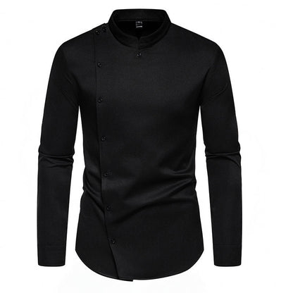Herren Langarmhemd Asymmetrisch Knopf Design Modern