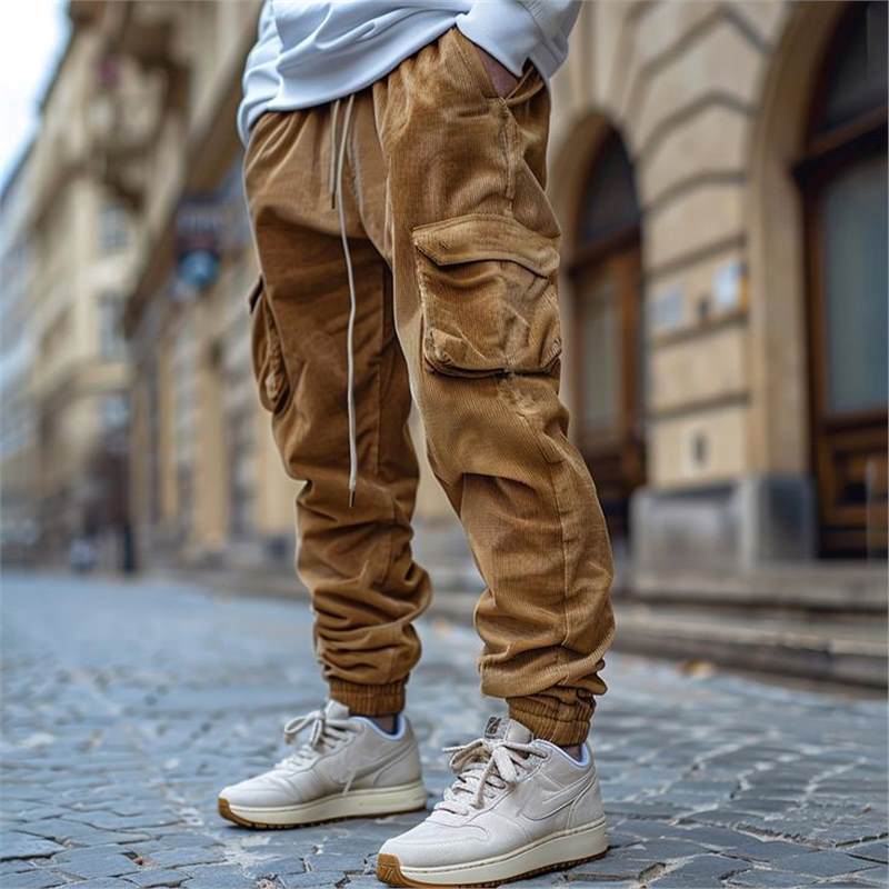 Herren Cargo-Hose Funktionshose Elastisch Mit Taschen