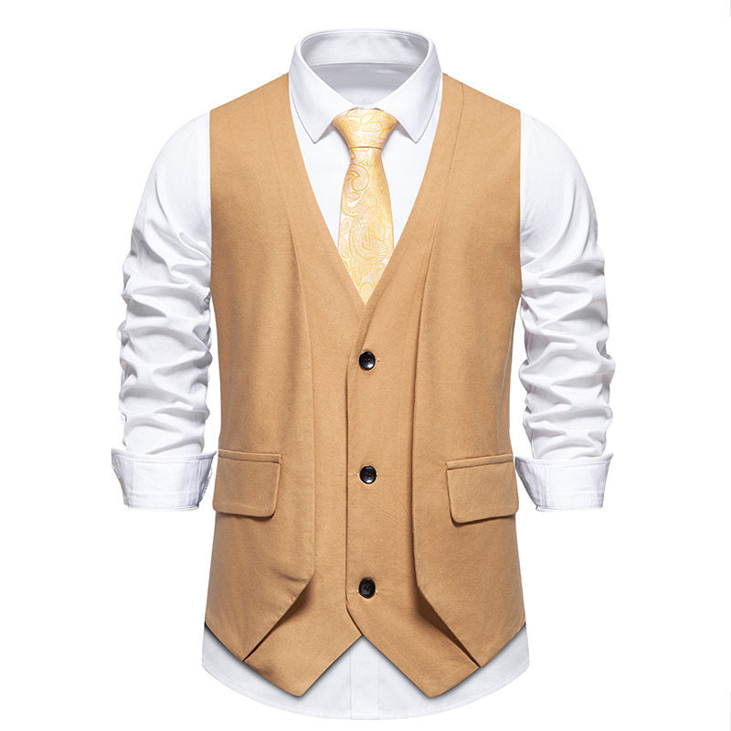 Herren Weste Elegant Mit Knopfleiste und Taschen