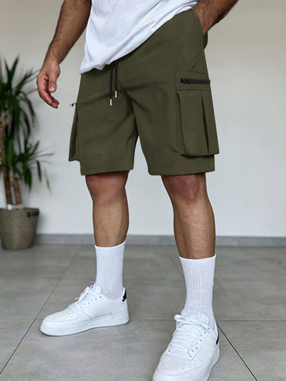 Herren Cargo Shorts Reißverschluss Taschen Funktionale Sommerhose