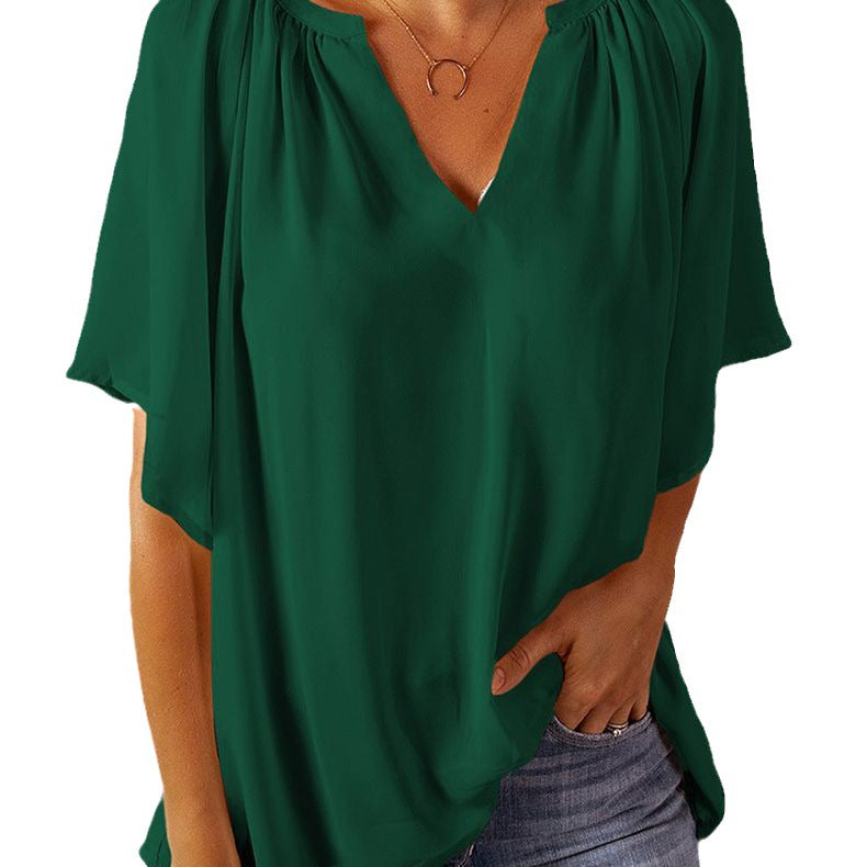 Damen Bluse Fließend mit Ballonärmeln Elastisch