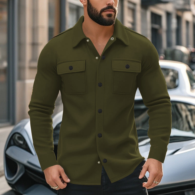Herren Hemdjacke Modern mit Taschen Übergröße