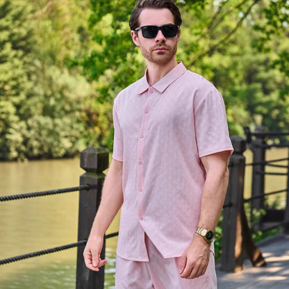 Herren Kurzarmhemd Modern mit Struktur Optik Zeitlos