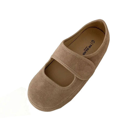 Damen Veloursleder Schuhe Mary Jane Bequem Klettverschluss