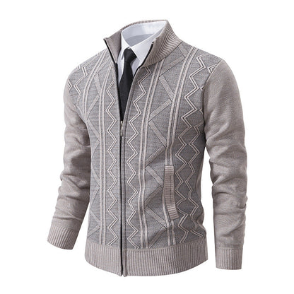 Herren Strickjacke Modern mit Reißverschluss Hochkragen