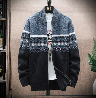 Herren Strickjacke Nordisch Muster Reißverschluss Modern