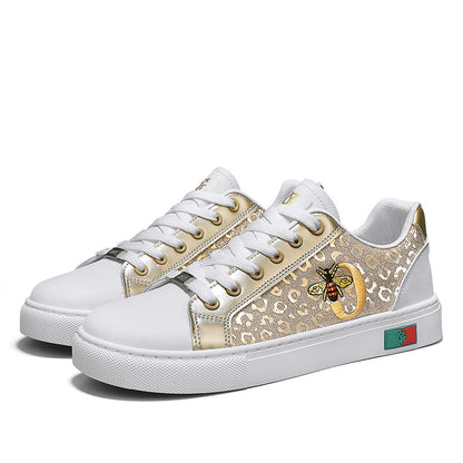 Damen Sneaker Leopardenmuster Bienen Motiv Trendy