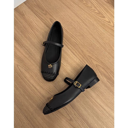 Damen Ballerinas Schuhe mit Bast Akzent und Riemenverschluss Elegante Mode