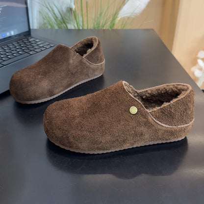 Damen Hausschuhe Veloursleder Weich Warm Bequem