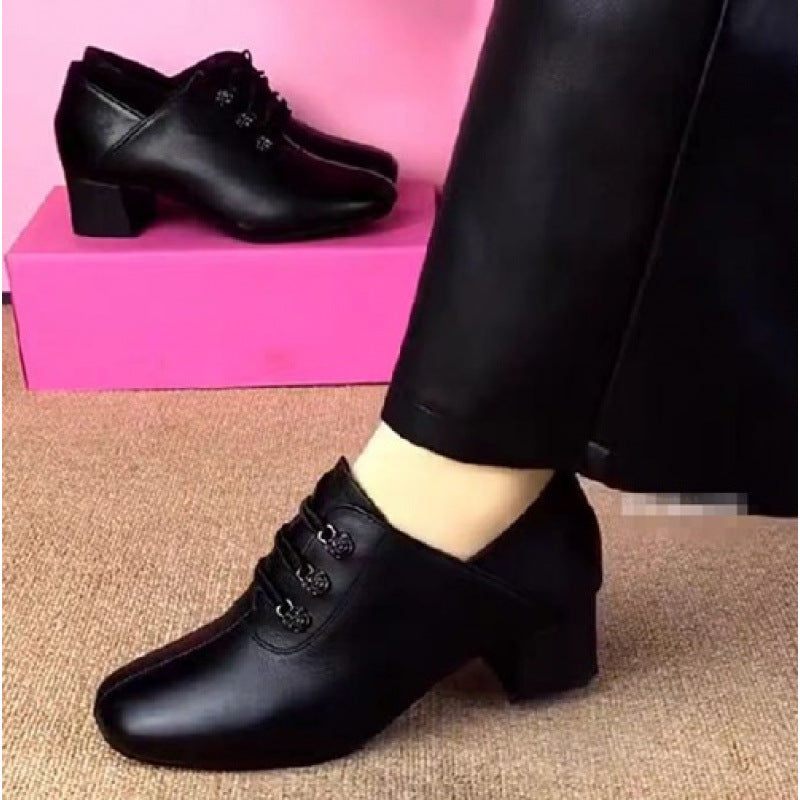 Damen Schnürschuhe mit Blockabsatz Elegante Höhe Schuhe