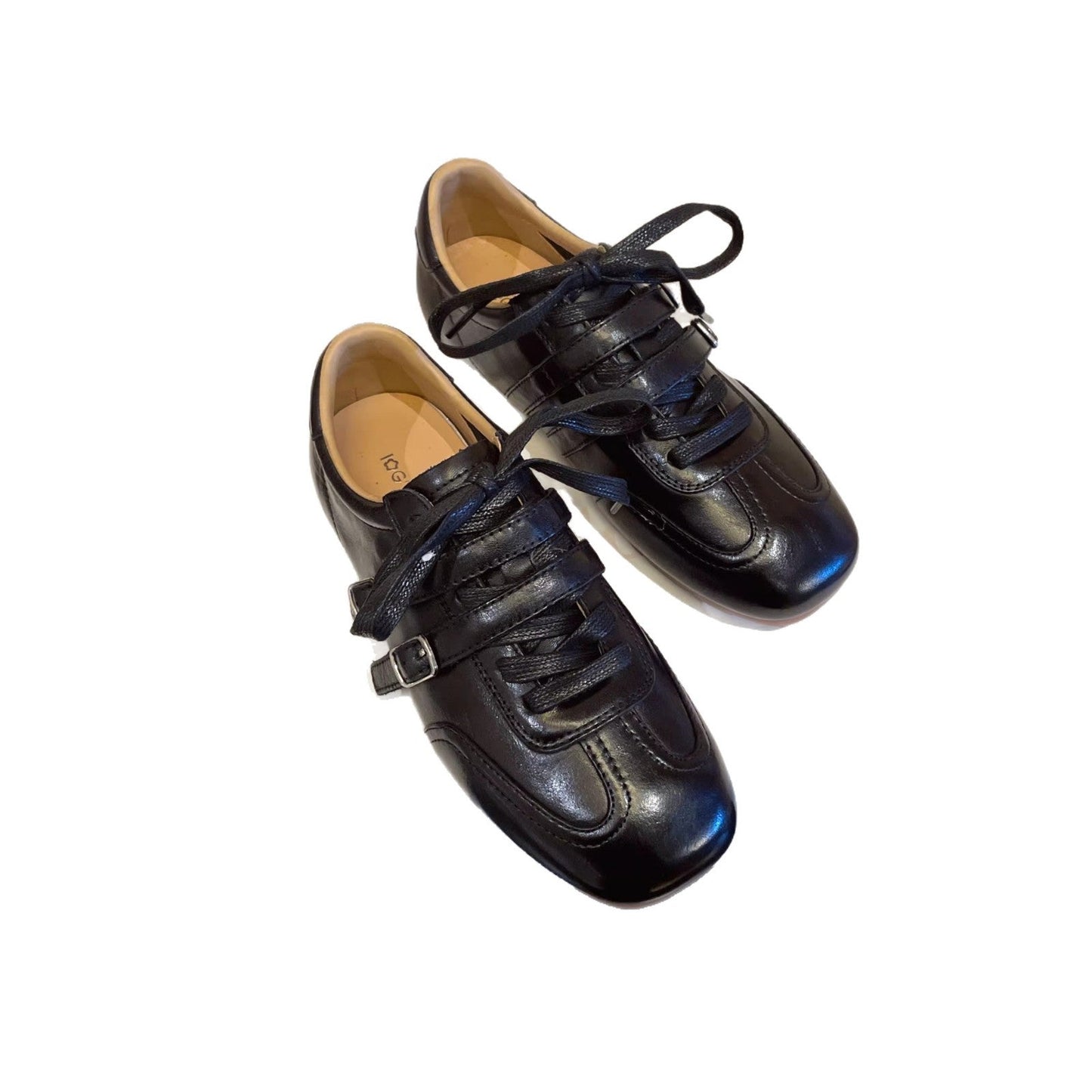 Damen Schnürschuhe Glänzend Leder Elegant Modisch