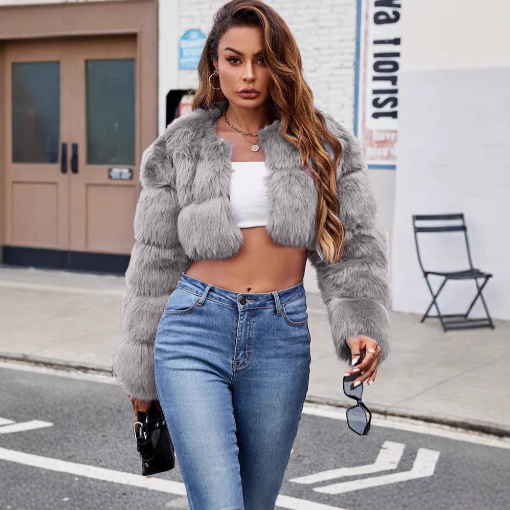 Kurze Damen Pelzjacke Luxus Style