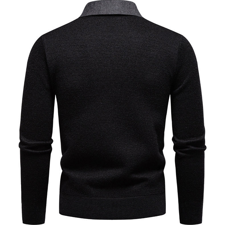 Herren Strickpullover Klassisch mit Hemdkragen Elegannt