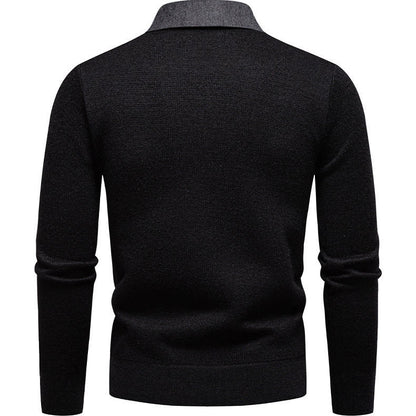 Herren Strickpullover Klassisch mit Hemdkragen Elegannt