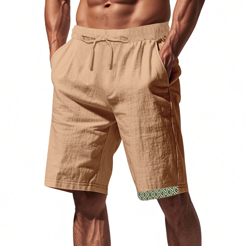 Herren Strandshorts Leinen Bequem Elastisch