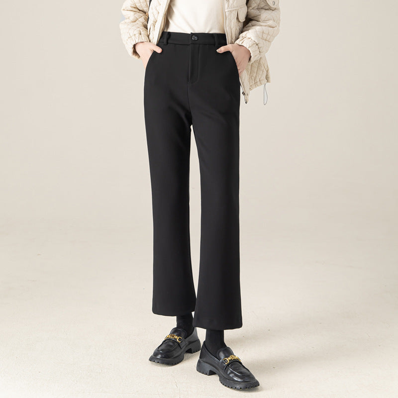 Damen Hose Hochtaillier Flared Elegant Schwarz