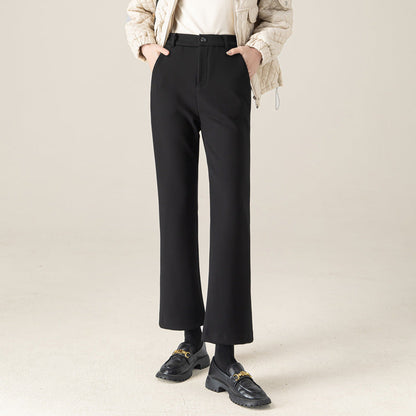 Damen Hose Hochtaillier Flared Elegant Schwarz