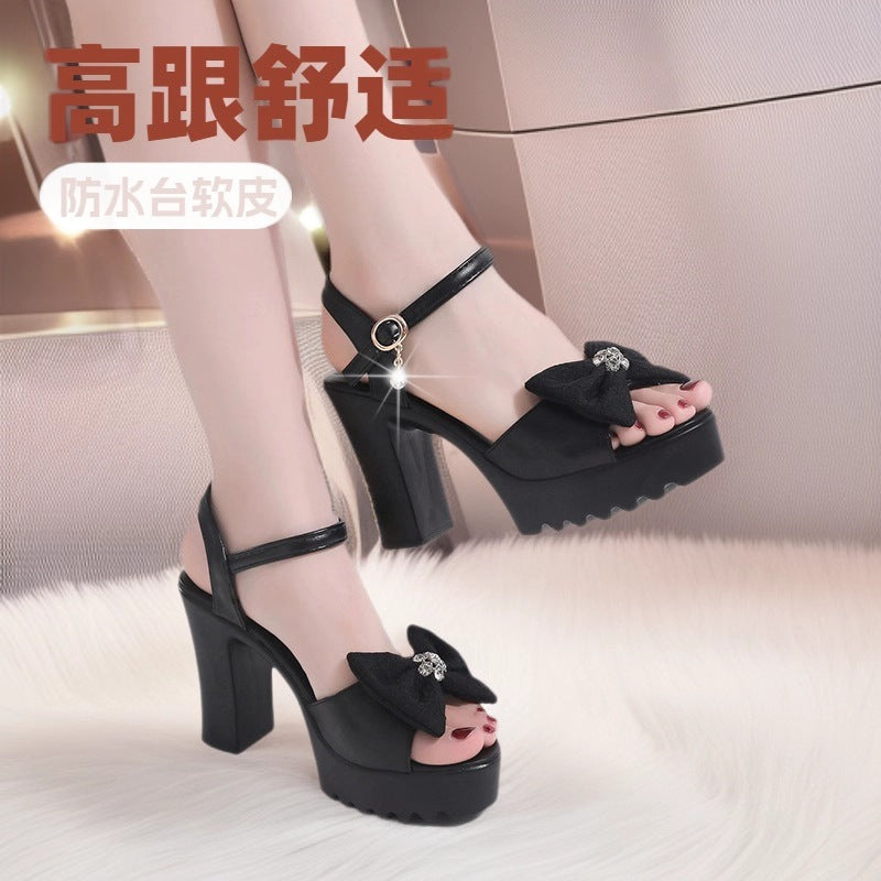 Damen Plateau Sandalen Elegante Schleifen Riemen - BerlinGlamour