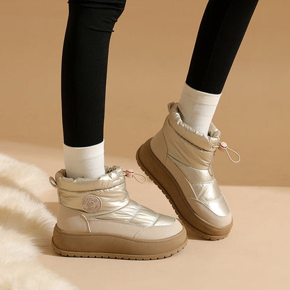 Damen Winterstiefel Warm Elastisch Schnürsenkel