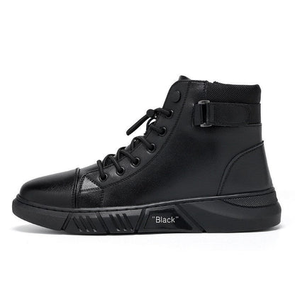 Damen Boots Schnürboots mit Reißverschluss Robust Schwarz