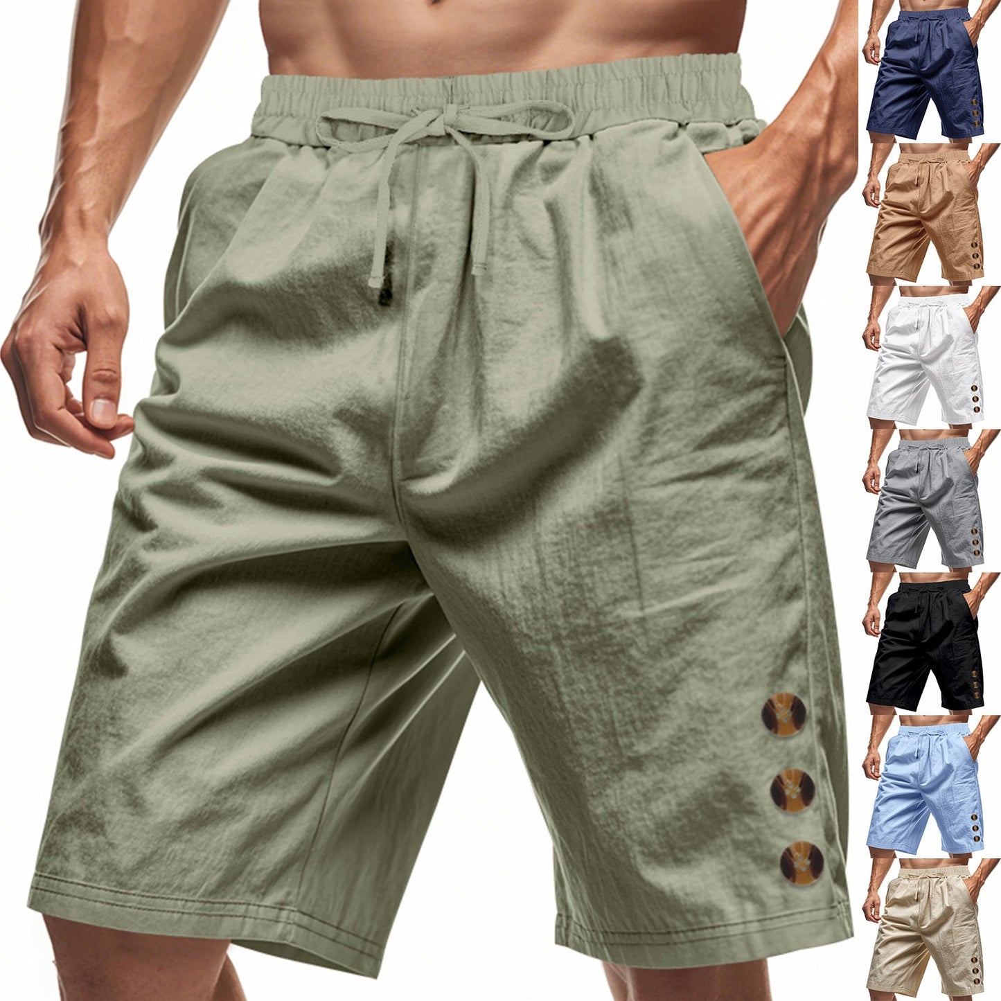 Herren Strandshorts atmungsaktiv mit elastischem Bund und Knöpfen