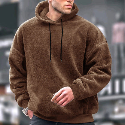 Herren Fleece-Hoodie mit Kängurutasche und verstellbarer Kapuze Warm
