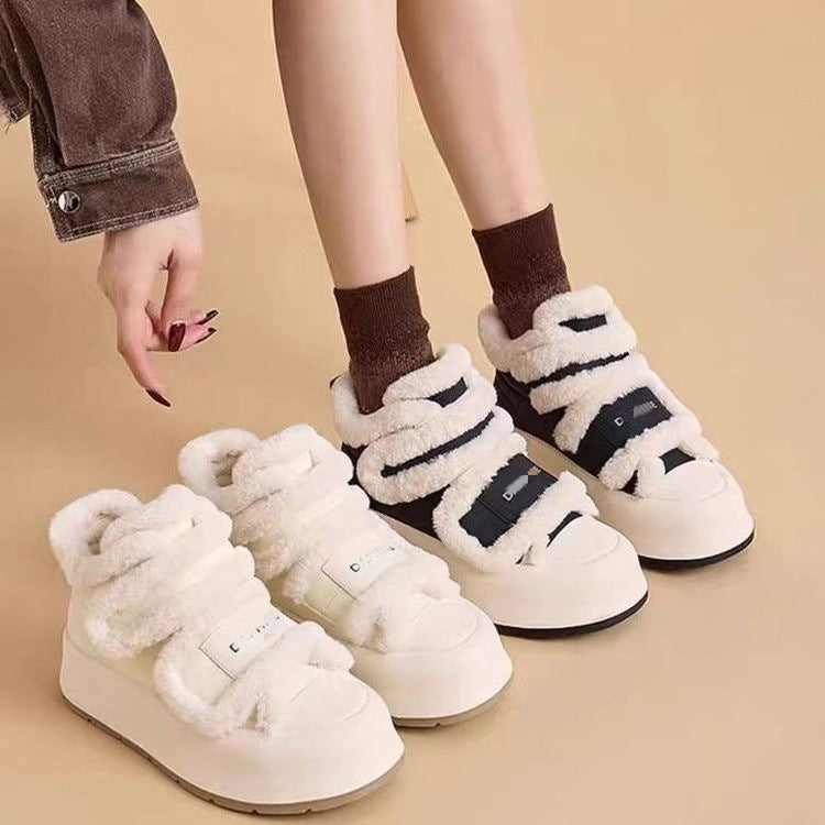 Damen Sneaker Plüschgefüttert High Top Klettverschluss Warm