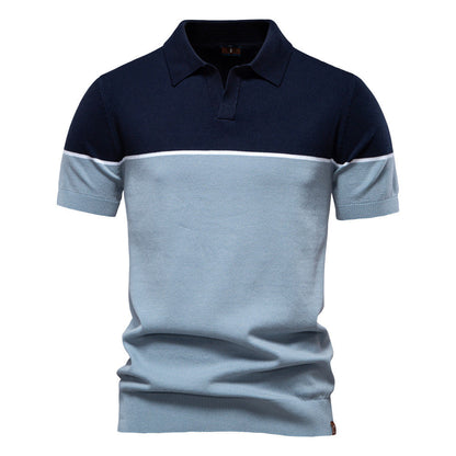 Herren Polo-Shirt Piqué-Textur Farbblock-Design Modern