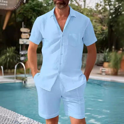 Herren Sommer Set Kurzarm Hemd und Shorts Leicht und Bequem - BerlinGlamour