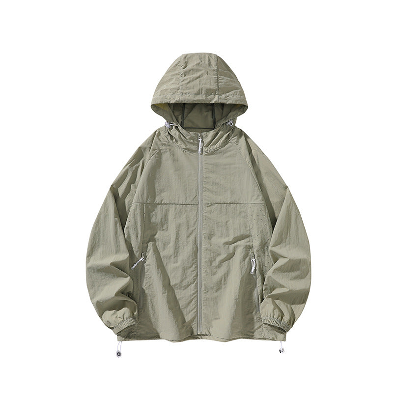 Herren Regenjacke Leicht Wasserabweisend mit Reißverschlusstaschen