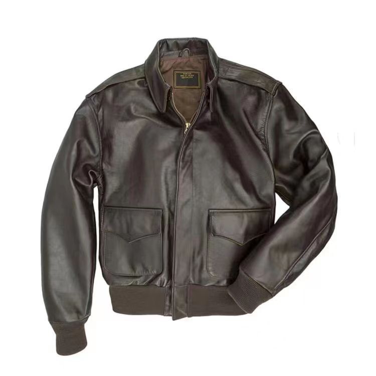 Lederjacke Herren Biker Style Schwarz mit Taschen Elastisch