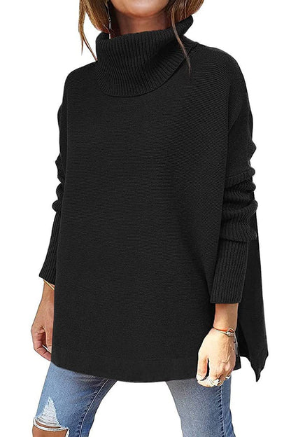 Damen Rollkragenpullover Oversized Großmasche Strick