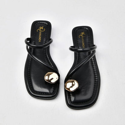 Damen Sandalen Riemchensandalen Elegante Metallic Akzente