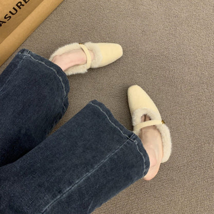 Damen Hausschuhe Flauschig Warm mit Riemen Luxus Qualität