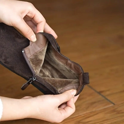 Damen Mokassins Bequem Reißverschluss Schuhe Heidi Stil