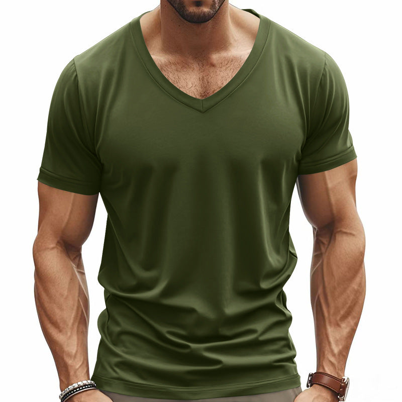 Herren T-Shirt V-Ausschnitt atmungsaktiv Sportlich