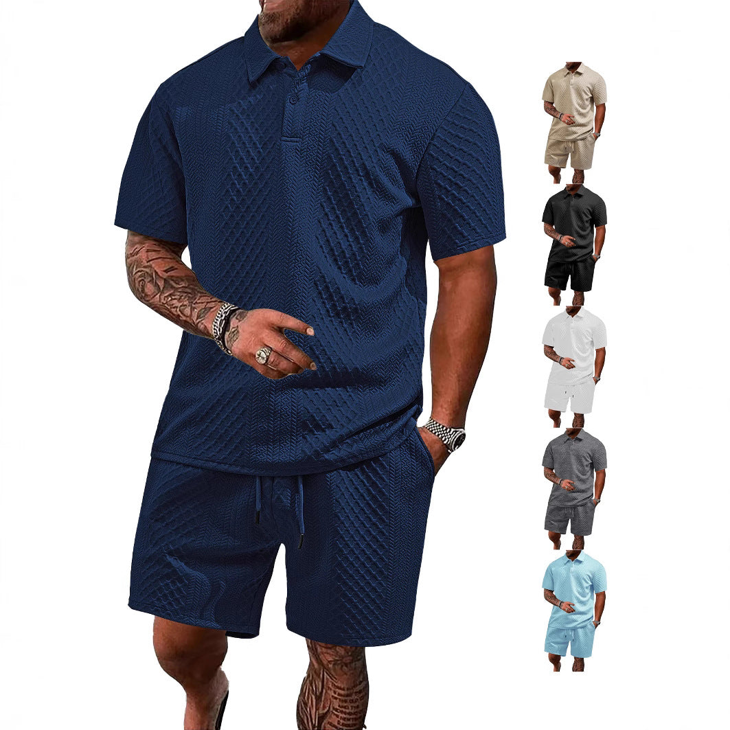 Herren Outfit 2-teilig Mit Taschen Strukturiert Modern