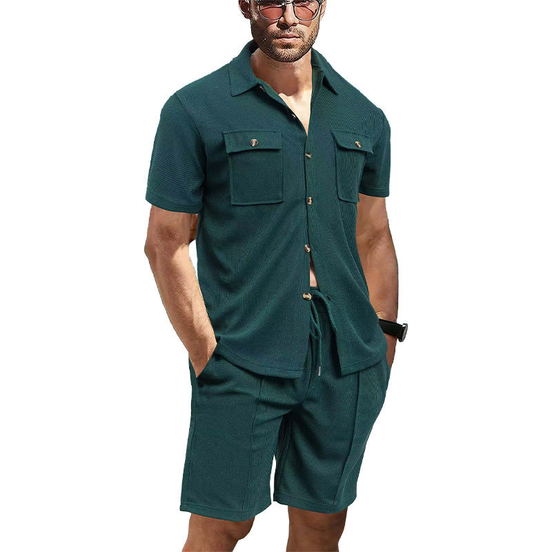 Herren Kurzarmhemd Style Sommer Shorts Set