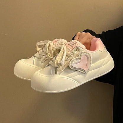 Damen Sneaker Weiß Herz Design Atmungsaktiv