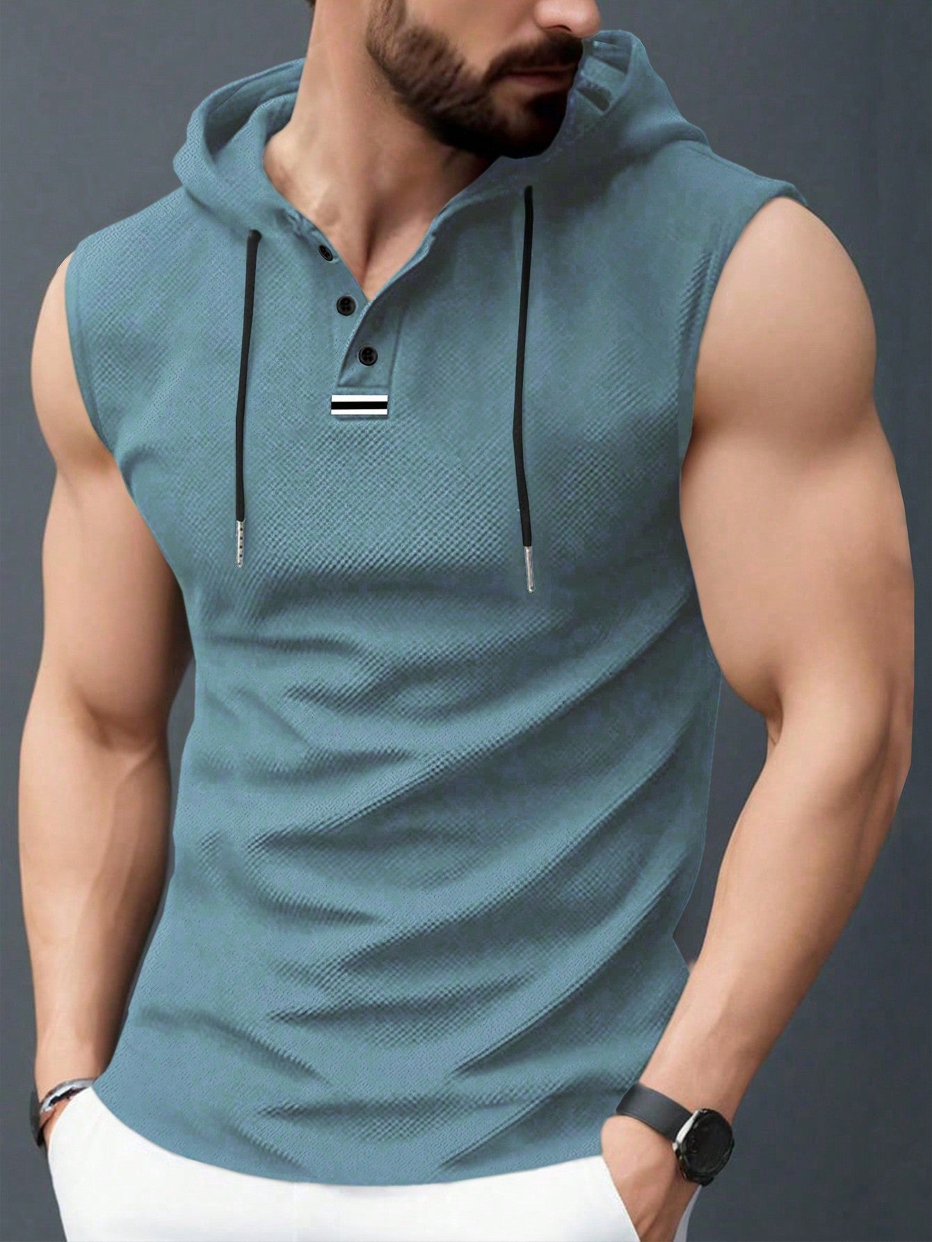 Herren Hoodie Ärmellos Strukturiert Modern Berlin Style