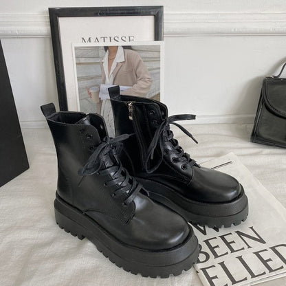 Damen Stiefel Robust Plateau Elegant Leder